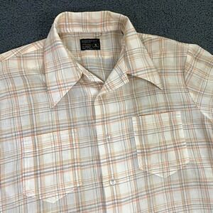 Vintage 70s JC Penny Shirt Mens Small Dagger Collar Short Sleeve Retro Disco